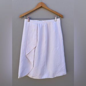 Vintage Giorgio Armani Women's Ivory Draped Linen Wrap Skirt Size 10
